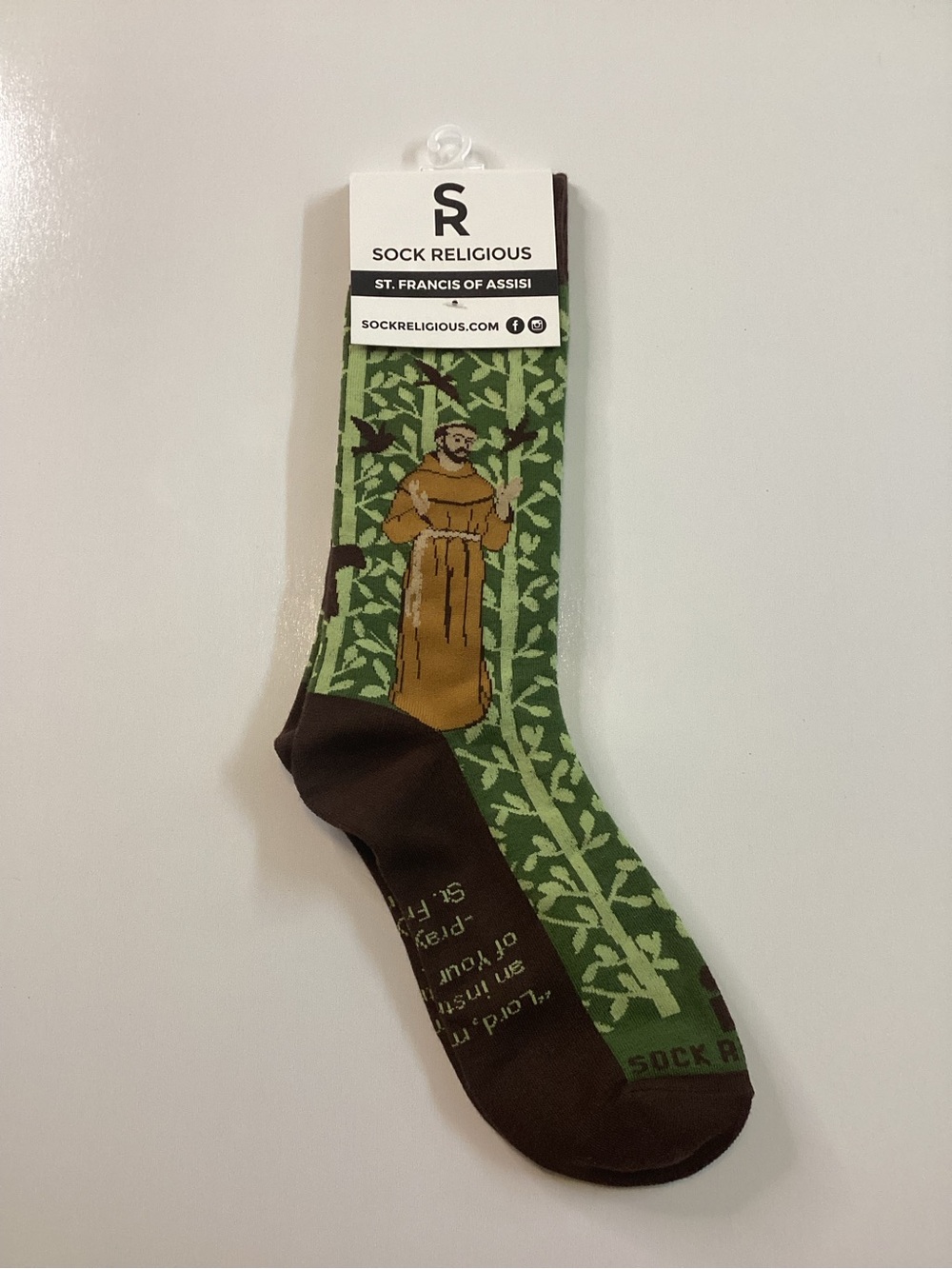 New Sock Religious St. Francis Of Assisi Adult Socks, With Prayer Written B12